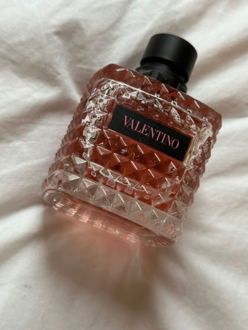 Valentino Pink Textured Glass Body Oil Bottle